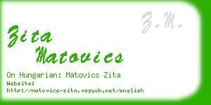 zita matovics business card